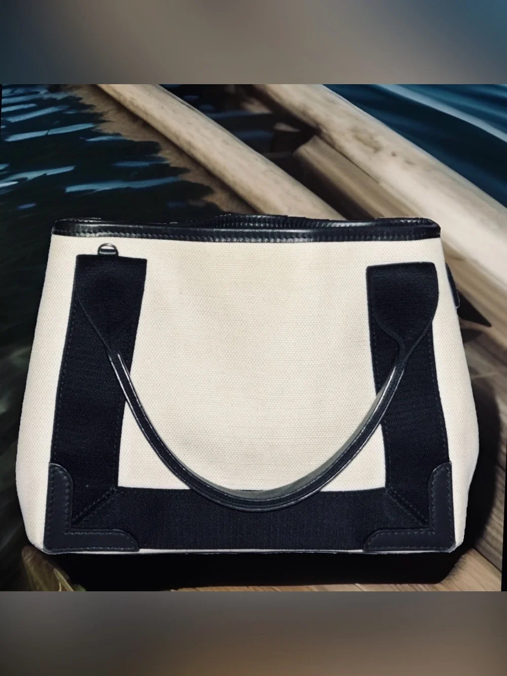 Balenciaga Extra Small Cabas Canvas Satchel with Pouch
